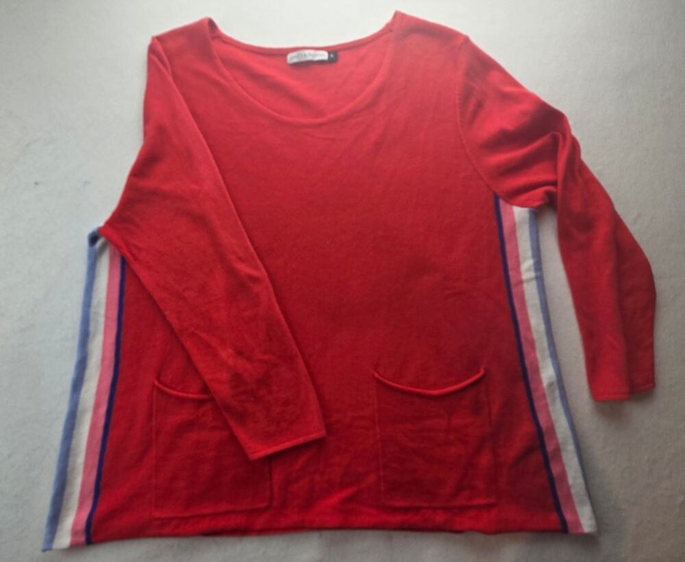 Zaket And Plover Silk Cotton Red Pullover Pocket Sweater Size Medium